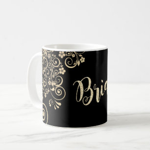 Elegante Schicke Goldene Blumen, Braut Kaffeetasse