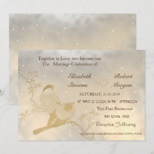 Elegante schicke Goldenherzen, Einladung zur Hochz