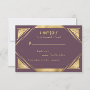 Elegante schicke Great Gatsby Art Deco RSVP Karte