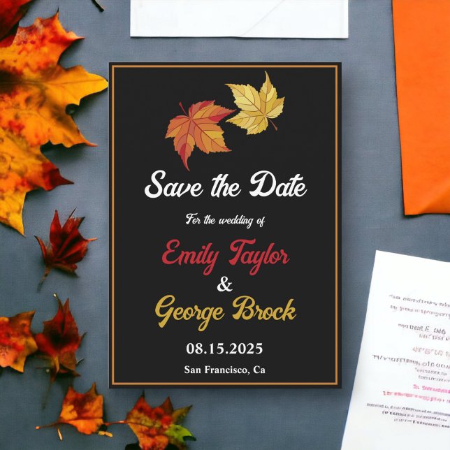 Elegante schicke Herbstlaube Rustikale Herbsthochz Save The Date (Von Creator hochgeladen)