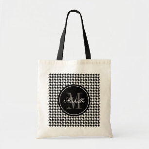 Elegante, schicke Houndstooth-Muster-Monogramm-Tas Tragetasche