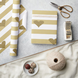 Elegante schicke Imitate Goldene Glitterie Herzens Geschenkpapier