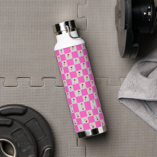 Elegante schicke Karierte Blume in Rosa und Weiß Trinkflasche