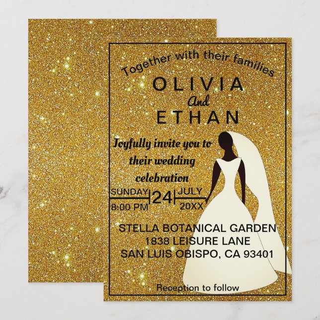 Elegante schicke Klasse rustikale Gold Hochzeit Ei Einladung (Vorne/Hinten)