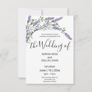 Elegante schicke Lavendel Eukalyptus Wedding Einladung