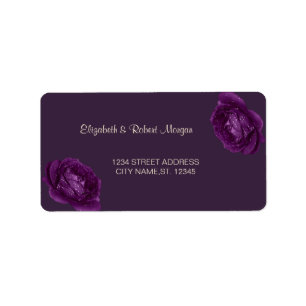 Elegante, schicke Lila Rose Hochzeitslabel Adressaufkleber