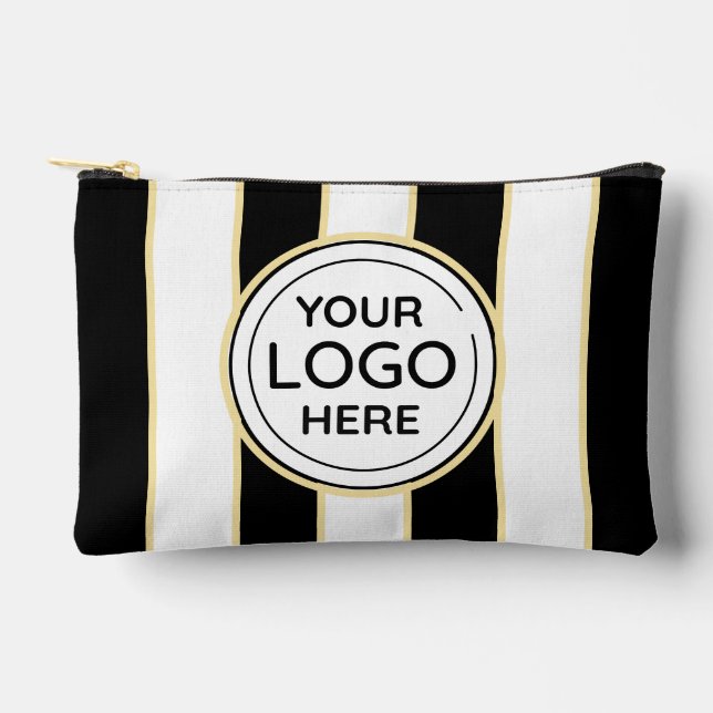 Elegante schicke Logos B&W Golden Stripes Zubehörtasche (Vorderseite)