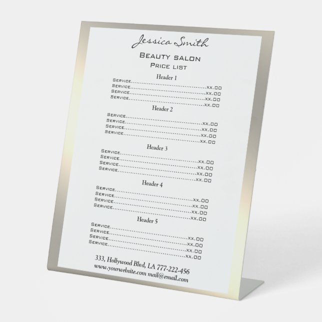 Elegante schicke, moderne Luxus-Imitate Gold-Rack- Sockelschild (Vorderseite)