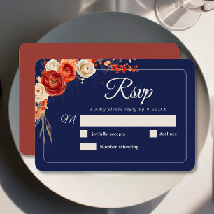 Elegante, schicke, orange marinierte Hochzeit RSVP Karte
