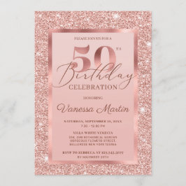 Elegante schicke Rose Gold Glitzer Folie 50. Gebur Einladung