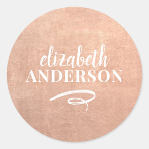 Elegante schicke Rose Gold Moderne Minimalistische Runder Aufkleber