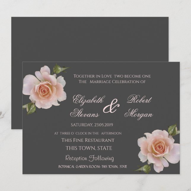Elegante schicke Rose Hochzeit der Blumenladen Einladung (Vorne/Hinten)