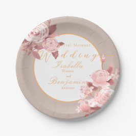 Elegante schicke Rose Wedding White Pappteller