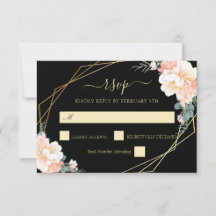 Elegante schicke Schwarz-Gold-Blush Peach Floral W
