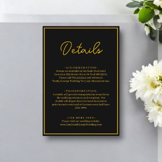 Elegante schicke Schwarz und Gold Moderne Luxushoc Begleitkarte