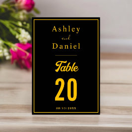 Elegante schicke Schwarz und Gold Moderne Luxushoc Tischnummer