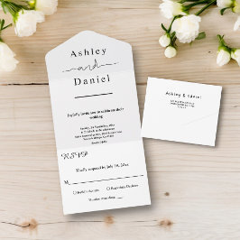 Elegante, schicke Schwarz-Weiß-Moderne Hochzeit All In One Einladung