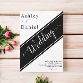 Elegante, schicke Schwarz-Weiß-Moderne Hochzeit Einladung