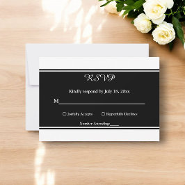 Elegante, schicke Schwarz-Weiß-Moderne Hochzeit RSVP Karte