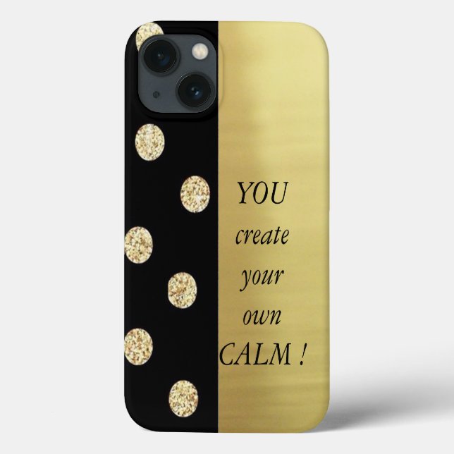 Elegante schicke, schwarze Gold Punkte Motivierend Case-Mate iPhone Hülle (Rückseite)