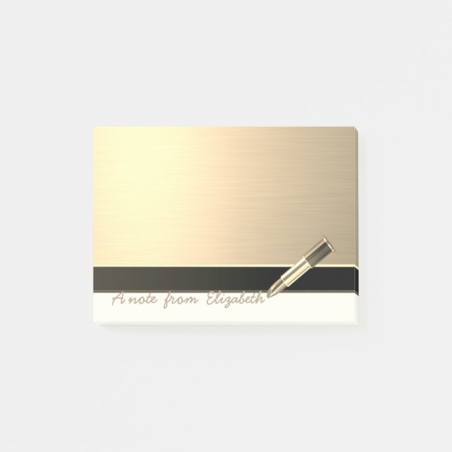Elegante schicke Stilmädchen ,Imitate Gold, Lipsti Post-it Klebezettel (Vorderseite)