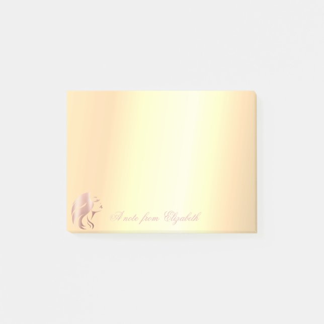Elegante schicke, stilvolle Gold Face Silhouette Post-it Klebezettel (Vorderseite)