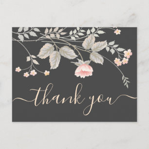 Elegante schicke Wasserfarbe Floral Dankeskarte Postkarte