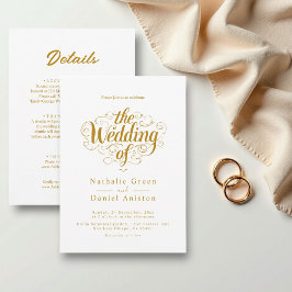 Elegante schicke, weiße und goldene Kalligraphie-H Einladung