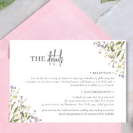 Elegante schicke Wildblume Hochzeitsunterkunft Begleitkarte