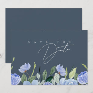 Elegante Schieferblaue Wildblumen-Hochzeit Save The Date