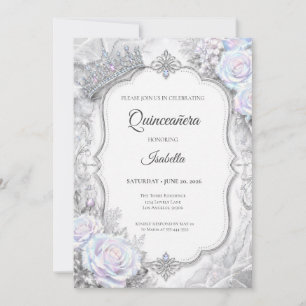Elegante schillernde Prinzessin Quinceañera Einladung