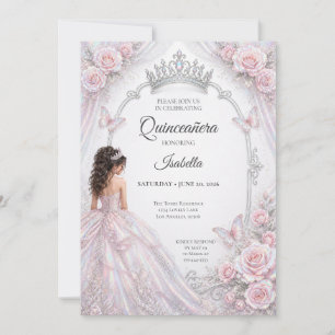Elegante schillernde Prinzessin Quinceañera Einladung