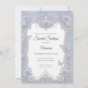 Elegante schillernde Schmetterlinge Sweet 16 Einladung