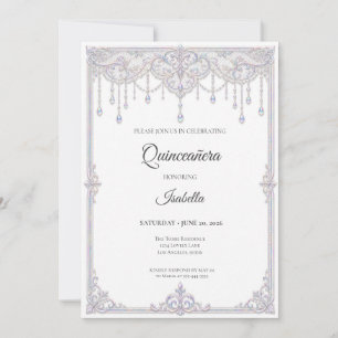 Elegante schillernde Spitzen-Quinceañera Einladung