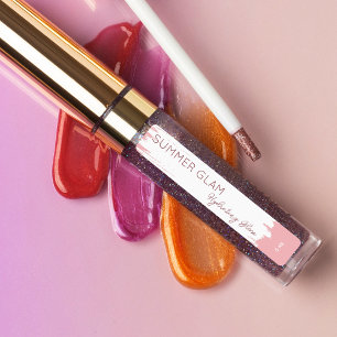 Elegante Schlaganfall Lip Gloss Kosmetisches Pink- Etiketten