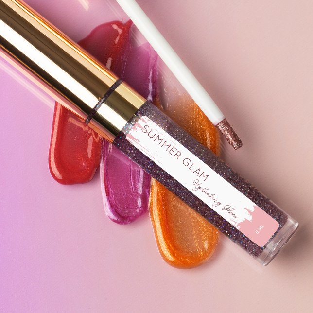 Elegante Schlaganfall Lip Gloss Kosmetisches Pink- Etiketten (Von Creator hochgeladen)