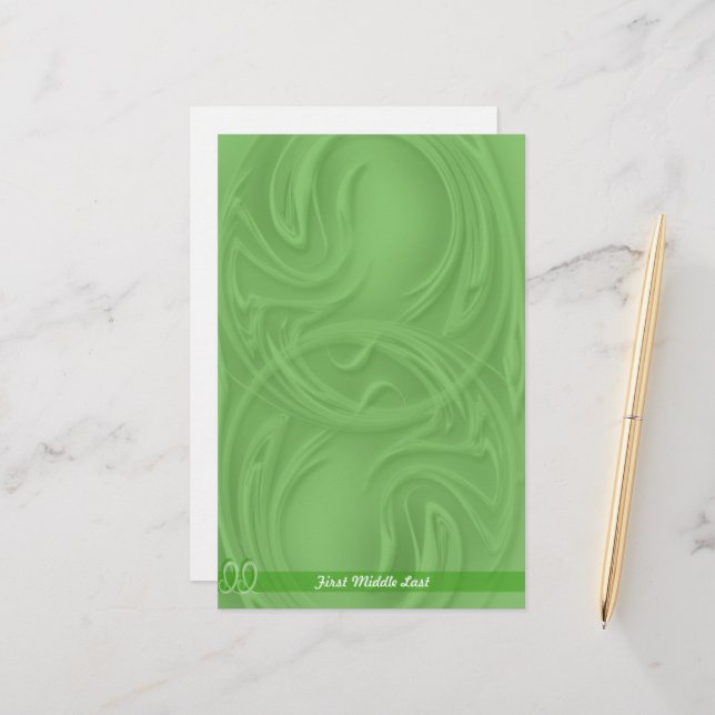 Elegante Schlaganfälle über grüne Abstrakte Person Briefpapier (Vorderseite/Rückseite Beispiel)