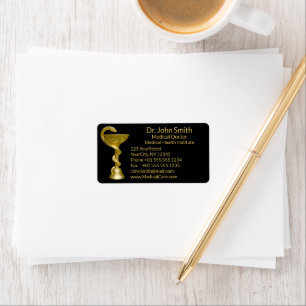 Elegante Schlange Hygieia-Schale Gold Caduceus Med Adressaufkleber