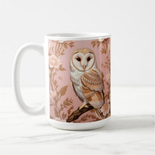 Elegante Schleiereule Rosa und Gold Blumenmuster Kaffeetasse