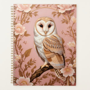 Elegante Schleiereule Rosa und Gold Blumenmuster  Planer