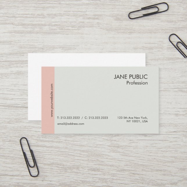 Elegante Schlicht Moderne Berufliche Eleganz Beige Visitenkarte (Vorderseite/Rückseite Beispiel)