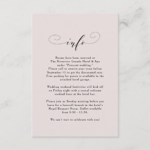 Elegante, schlicht rosa Hochzeitsinformationen Einladung