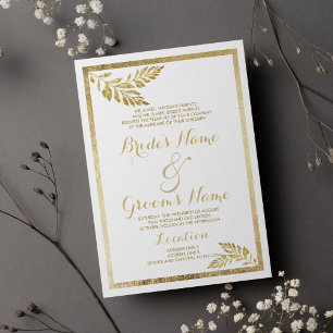 Elegante, schlichte, goldgelbe Hochzeit Einladung