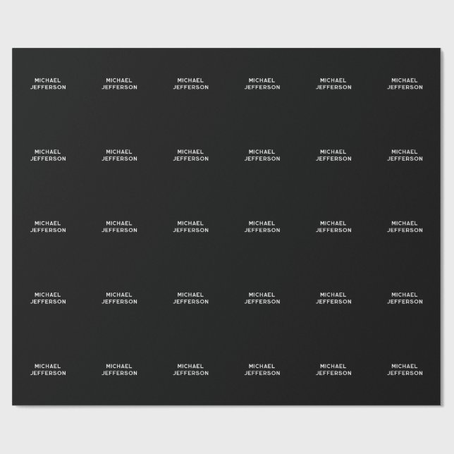 Elegante Schlichte Schwarz-weiße Personalisierte A Geschenkpapier (Flach)