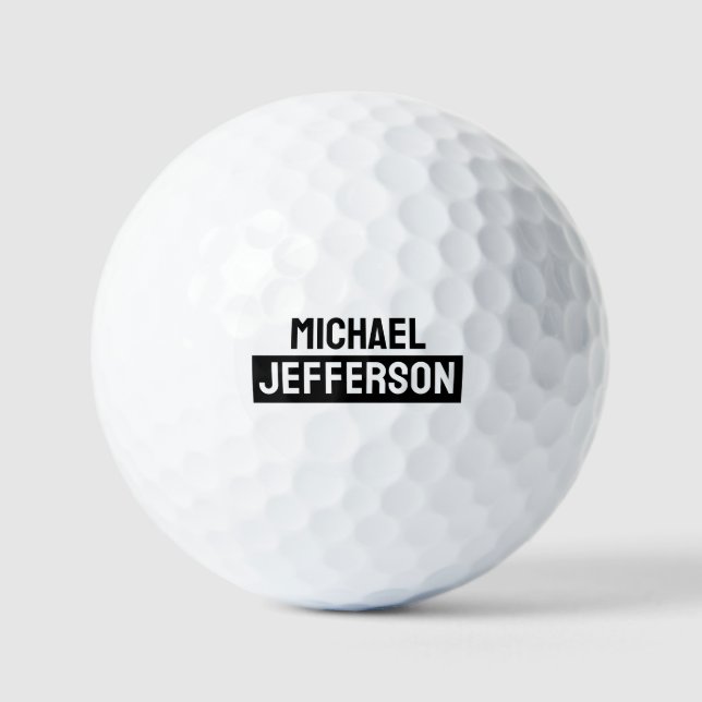 Elegante Schlichte Schwarz-weiße Personalisierte A Golfball (Vorderseite)