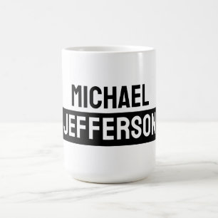 Elegante Schlichte Schwarz-weiße Personalisierte A Kaffeetasse