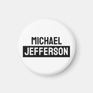 Elegante Schlichte Schwarz-weiße Personalisierte A Magnet
