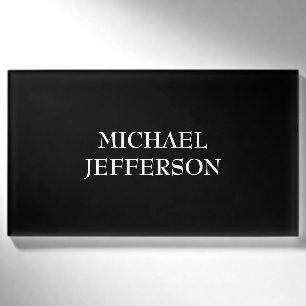 Elegante Schlichte Schwarz-weiße Personalisierte A Namenschild
