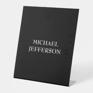 Elegante Schlichte Schwarz-weiße Personalisierte A Sockelschild