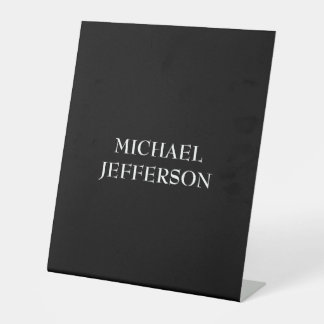 Elegante Schlichte Schwarz-weiße Personalisierte A Sockelschild
